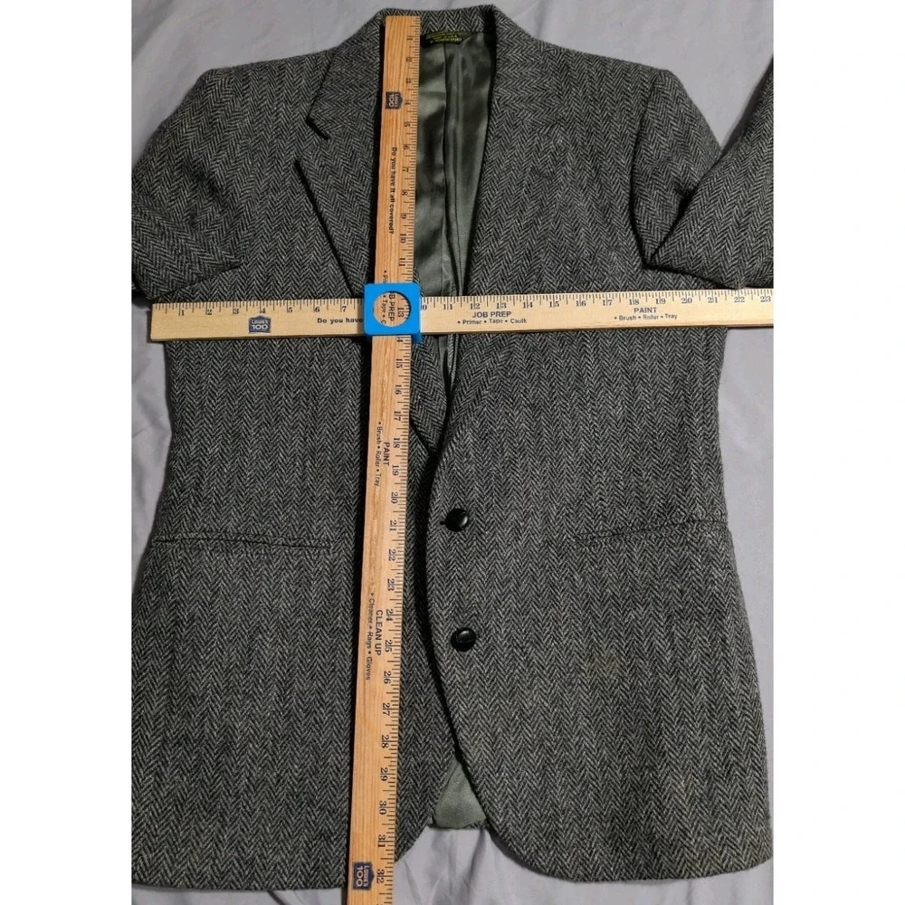 Brooke & Deane Harris Tweed Blazer Mens 42 Gray Herringbone Wool Vintage Coat